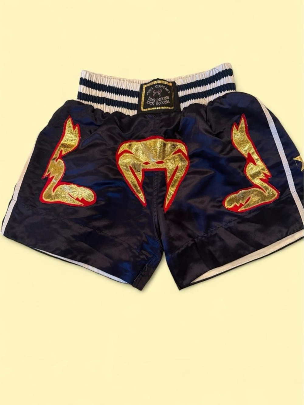 Men's Athletic Muay Thai Shorts - Black with Gold Accents